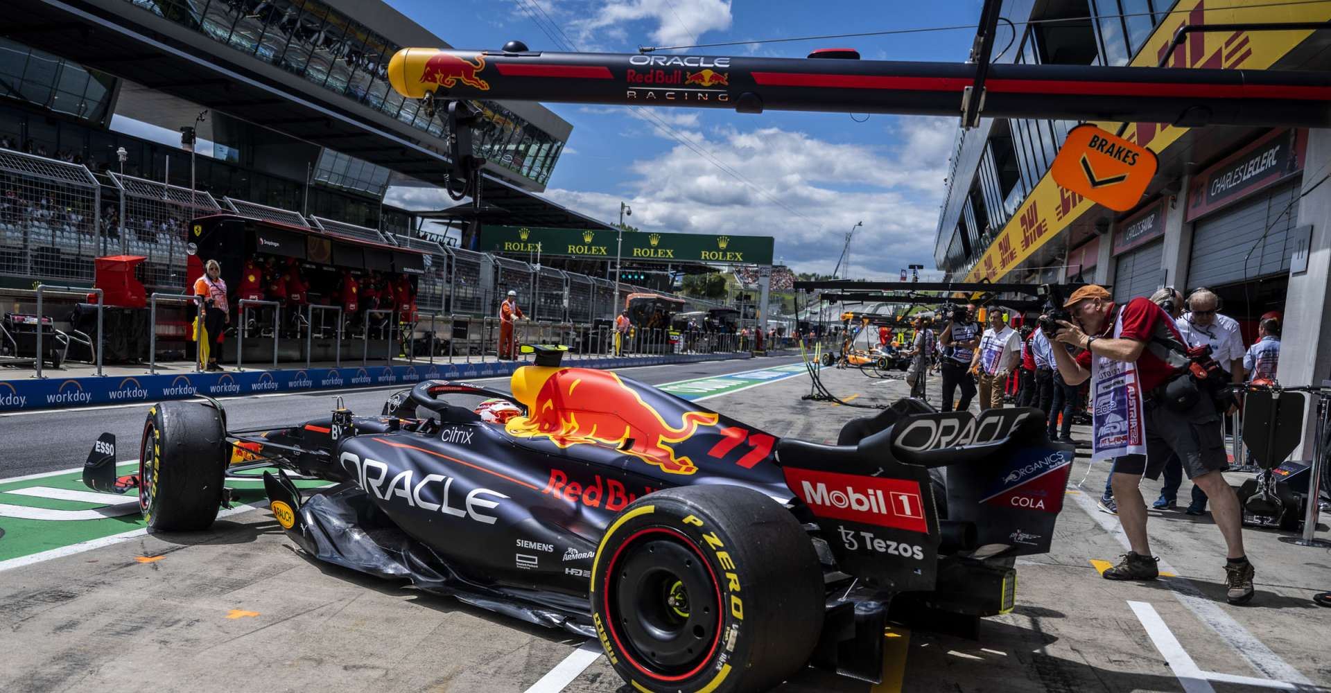 <p>F1 GP AUT 2022 Pitlane Perez © Joerg Mitter Red Bull Ring</p> Copyright: